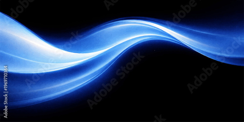 Abstract an ethereal blue wave, illuminated and textured, flows gracefully against a stark black backdrop, evoking a sense of calm and movement.