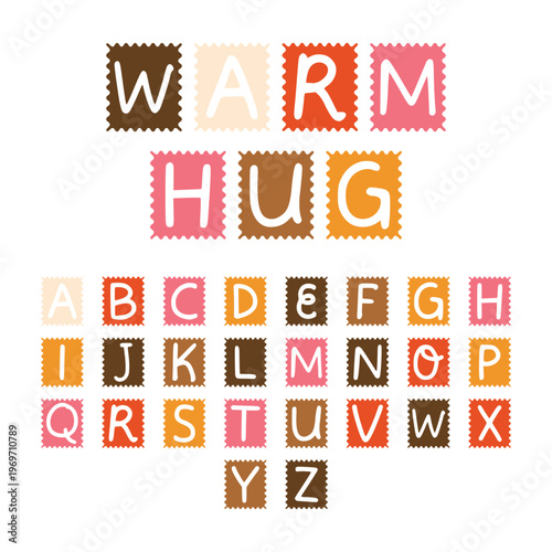 Puzzle stamp vecctor alphabet set