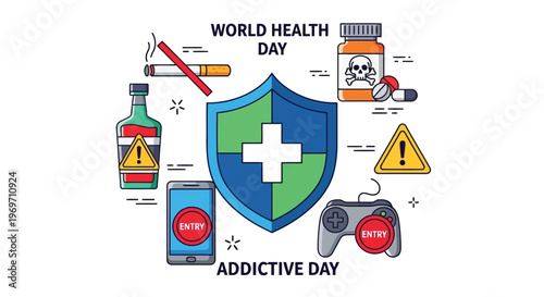 Addiction prevention and health protection concept for world health day