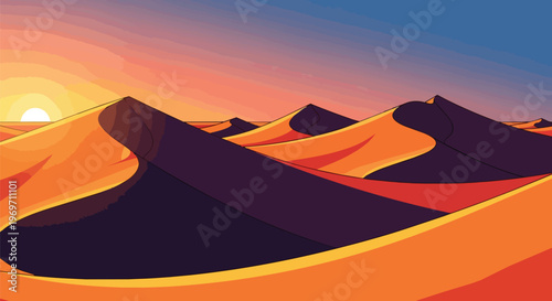 Pixel Art Desert Landscape with Sunset Dunes