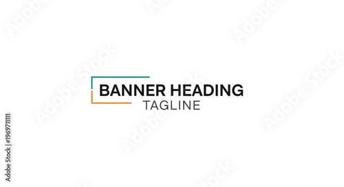 Minimalist banner with "BANNER HEADING" and "TAGLINE" text, framed by abstract geometric lines.
