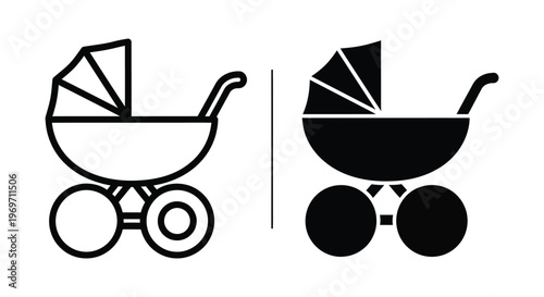 Baby carriage icon set, stroller symbol, pram sign, vector illustration