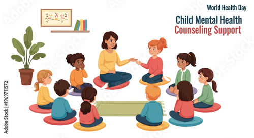 Group therapy session for child mental health and counseling support