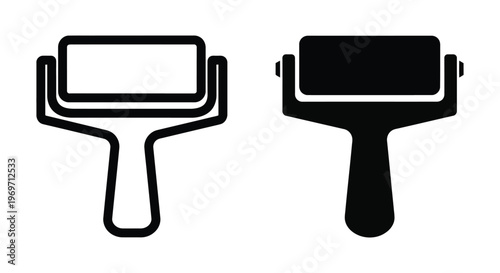 Paint roller icon set, simple vector illustration of painting tools, construction and renovation equipment