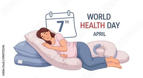 Young woman sleeping comfortably on large body pillow for wellness