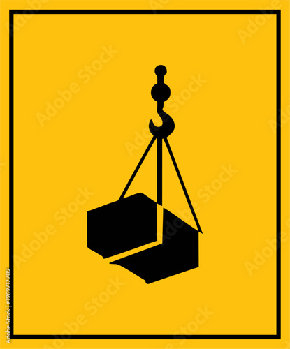 crane safety sign warning vector design black color and yellow background