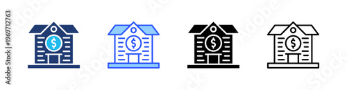 Banking Multiple Style Icon Set Collection Pack Web Banner Vector 