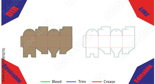 Orange and white geometric pattern with bleed trim and crease lines