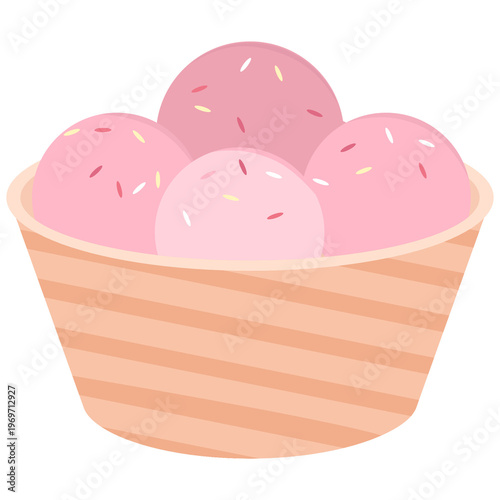 Pink Ice Cream Cups with Sprinkles vector illustration