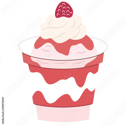 Strawberry parfait dessert vector illustration