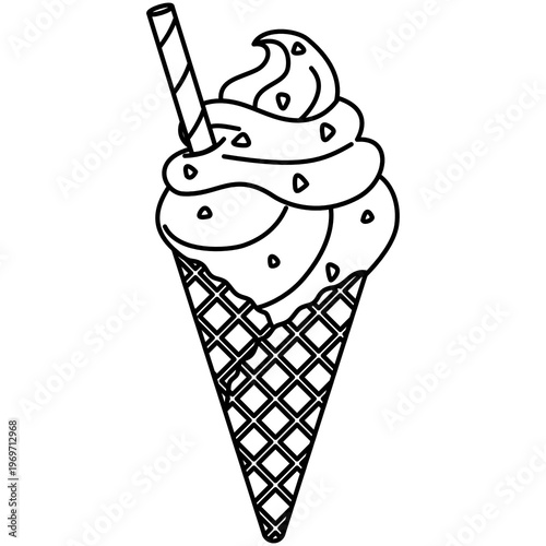 Ice cream cone with wafer stick vector illustration
