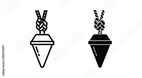 Plumb bob icon set construction tool for vertical alignment vector illustration