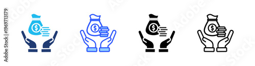 Wages Multiple Style Icon Set Collection Pack Web Banner Vector 