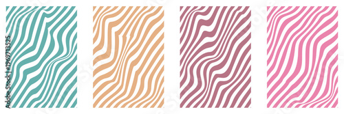 Retrofuturism poster design in trendy retro line style. Modern art poster retro vintage style stripes background template lines shapes vector design.