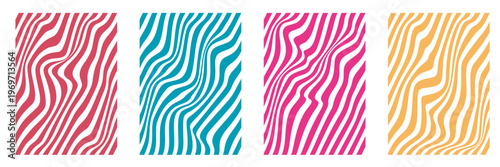 Retrofuturism poster design in trendy retro line style. Modern art poster retro vintage style stripes background template lines shapes vector design.