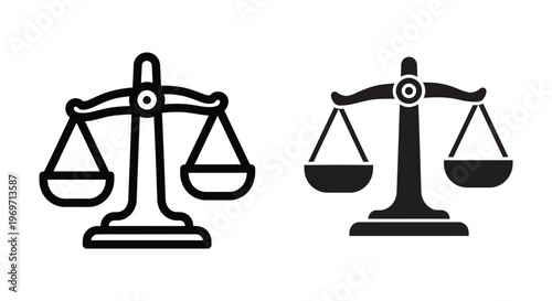 Scales of justice icon set, law and legal balance symbol, vector illustration