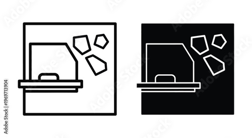 Broken window icon set vector illustration of a cracked glass pane or shattered window frame in flat style