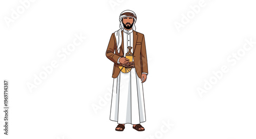 Man in Traditional Arab Clothing with Dagger