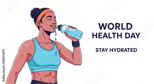 Athletic woman drinking fresh water from bottle for hydration