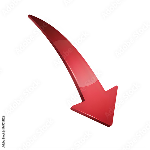 A bold red downward-pointing arrow symbolizing decline or direction change