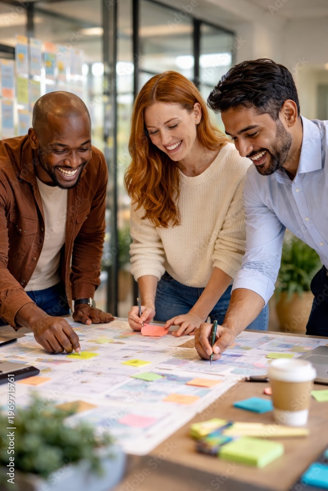 Fototapeta premium Creative business team working together planning project with documents collaboration teamwork modern office environment