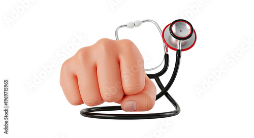 Fist holding a stethoscope