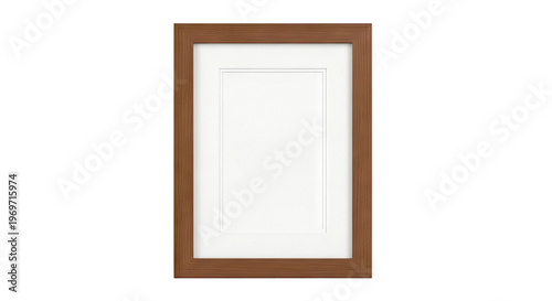 Empty wooden picture frame with white mat
