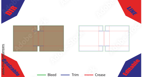 Orange and white packaging template with bleed and trim lines
