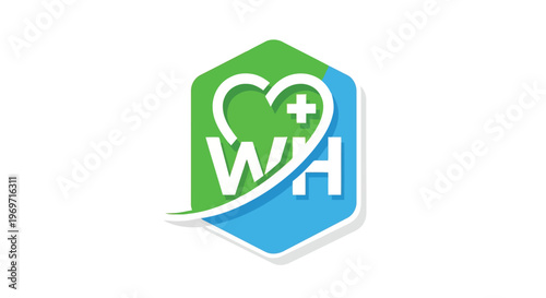 World Health Day logo with heart and plus symbol
