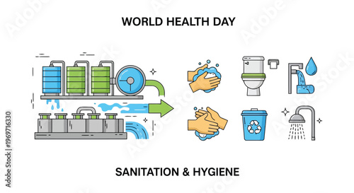 World Health Day sanitation and hygiene campaign icons