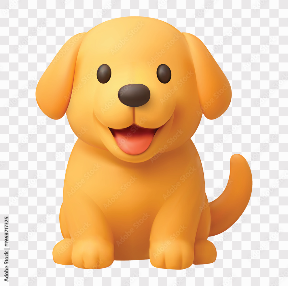 Obraz premium Pets and Accessories Vector Icon Set | 3D icon set | a golden retriever puppy