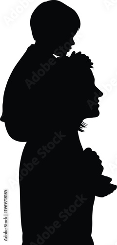Silhouette of a person holding a child in their arms