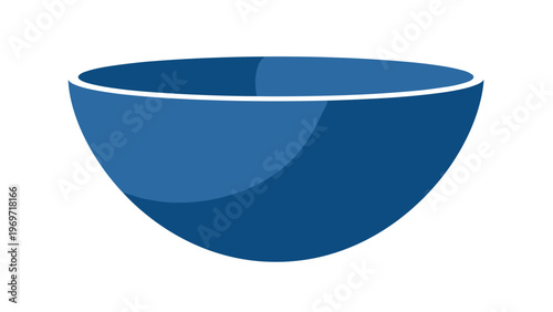 Simple flat vector illustration of a deep blue ceramic bowl isolated on a plain white background.