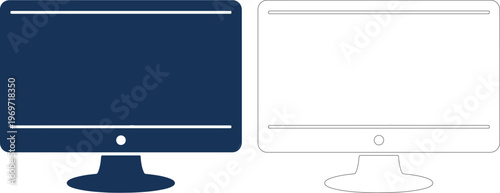 Solid black and white computer monitor silhouettes