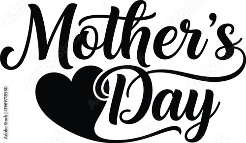 Elegant mother's day typography with a heart replacing the apostrophe