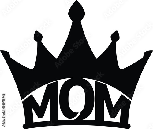 Silhouette of a crown with the word mom in the center