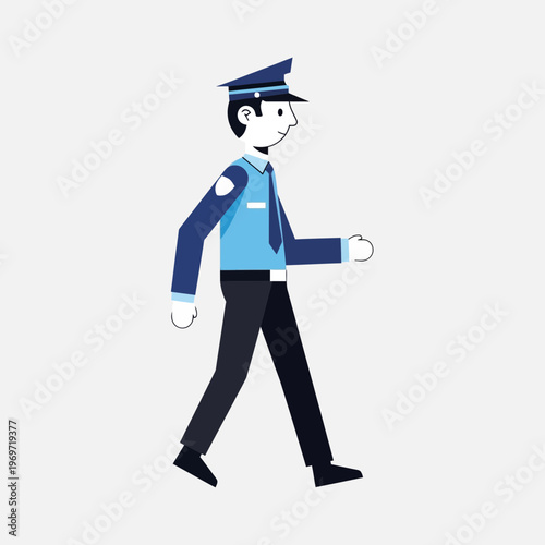 Police Officer Walking, Uniformed Man, Security Guard, Law Enforcement
