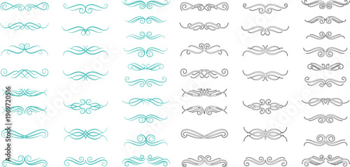 Collection of decorative ornamental dividers and swirls