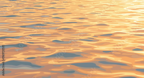 Abstract Golden Water Surface Ripples at Sunset