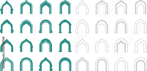 Collection of Teal and Outline Arch shape symbol