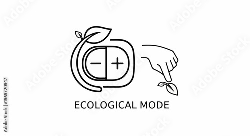 Hand touching leaf near battery icon with text "Ecological Mode