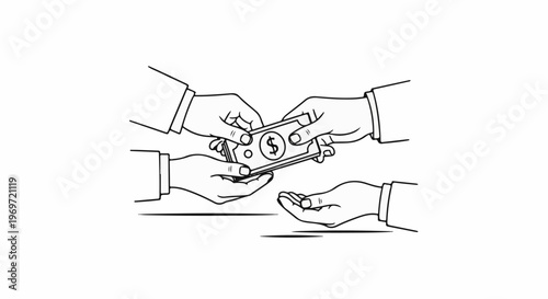 Hands exchanging money, illustrating a transaction or payment