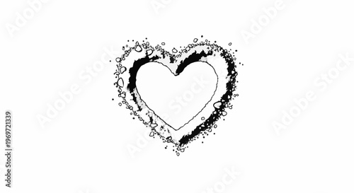 Heart shape formed by gritty texture and small pebbles