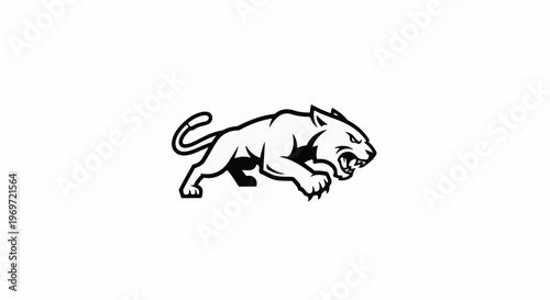 Fierce black panther in a stylized, aggressive pose