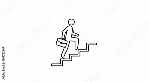 Figure climbs stairs with briefcase