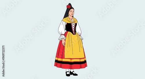 Woman in Traditional Spanish Flamenco Dress