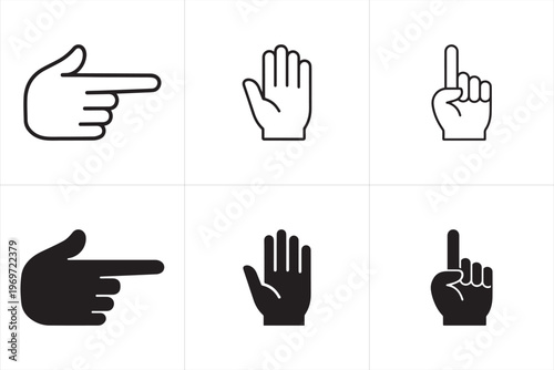 Hand Gesture Pointer Icon Set