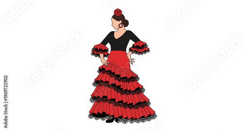 Flamenco Dancer Woman in Red Dress