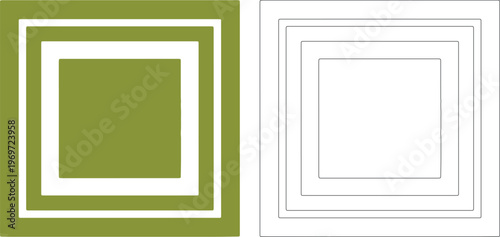 Double square frame in green and white