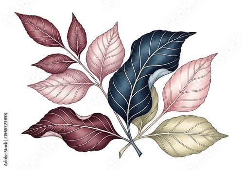A bunch of leaves in different colors